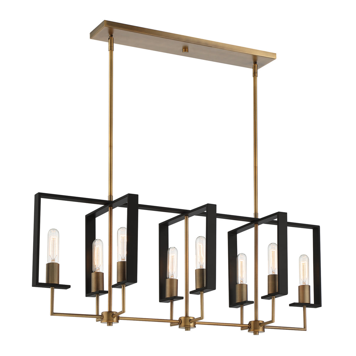 Chicago PM Eight Light Island Pendant in Old Satin Brass