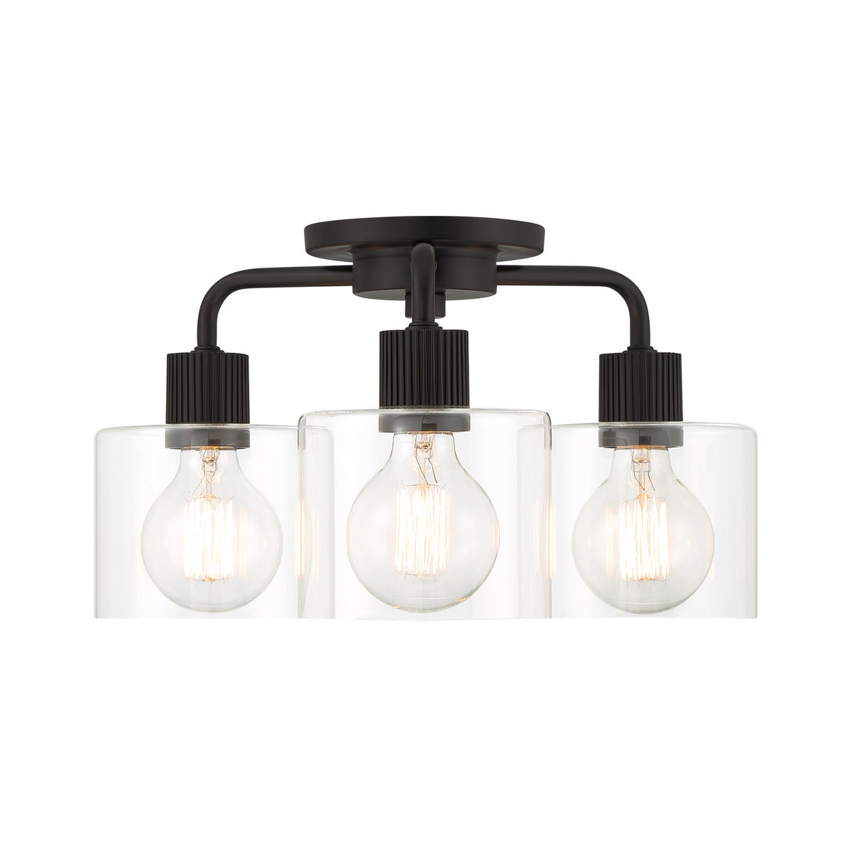 Vibrato Three Light Semi Flush Mount in Matte Black