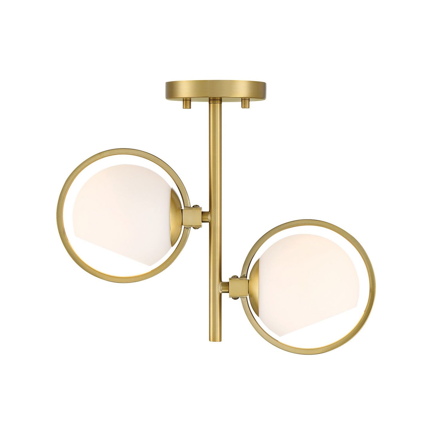 Teatro Two Light Semi Flush Mount in Brushed Gold