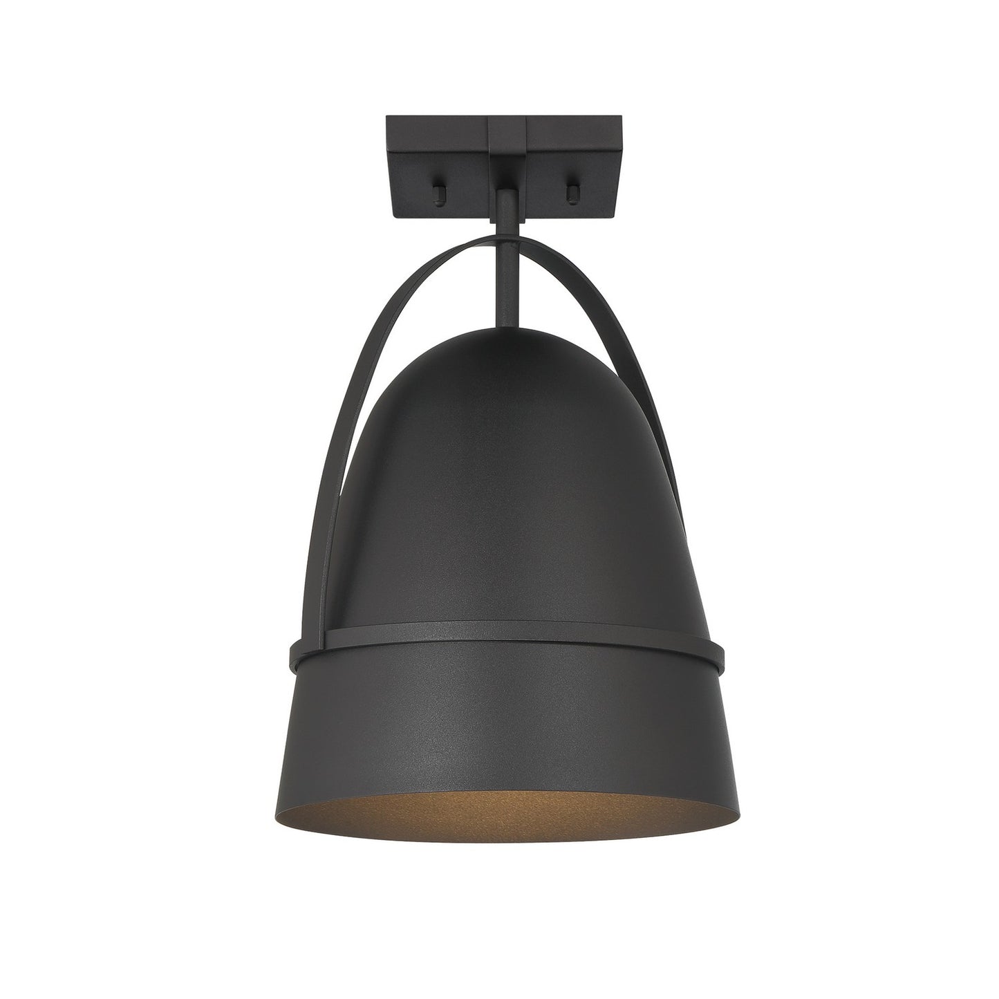 Rue One Light Semi Flush Mount in Black