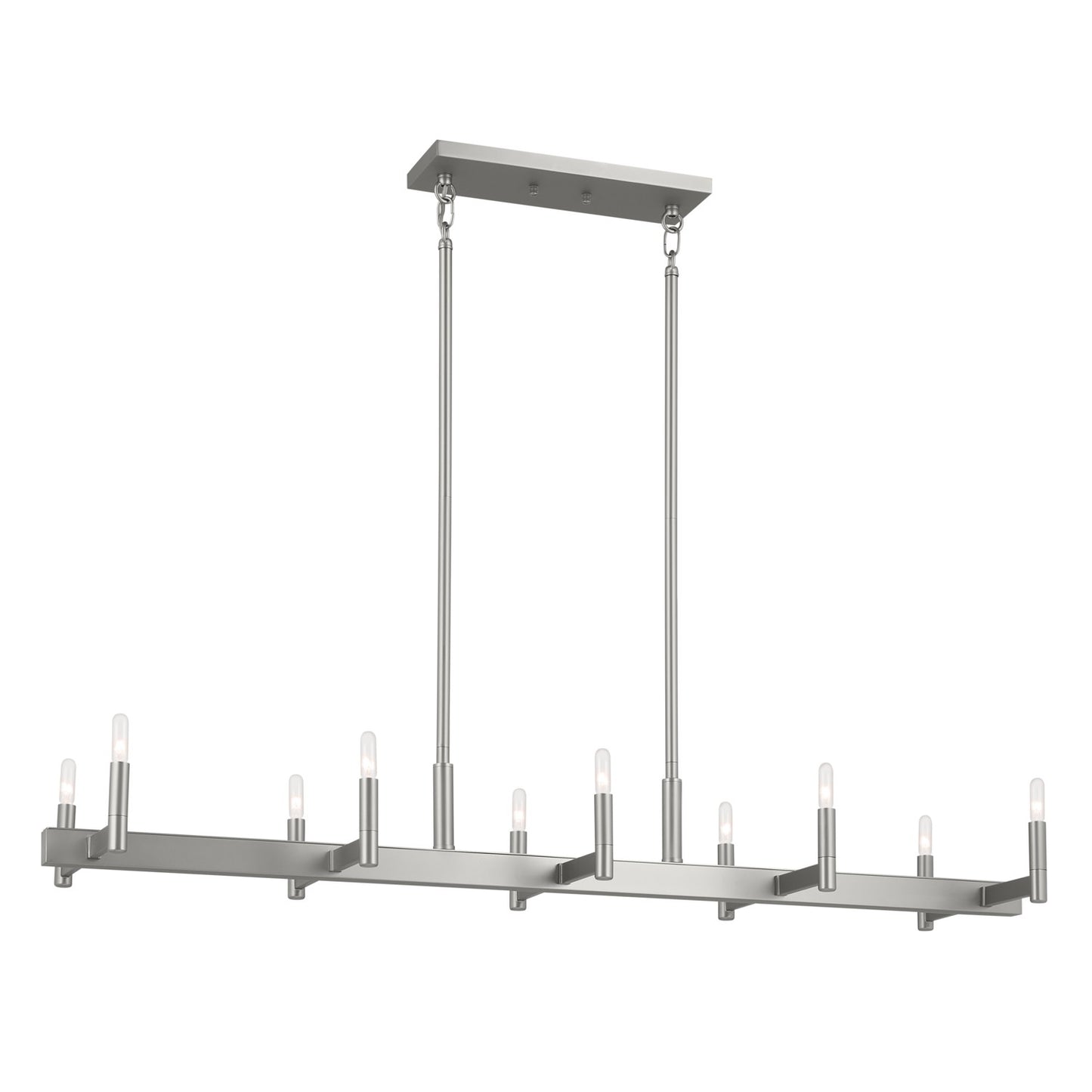 Erzo Ten Light Linear Chandelier in Satin Nickel