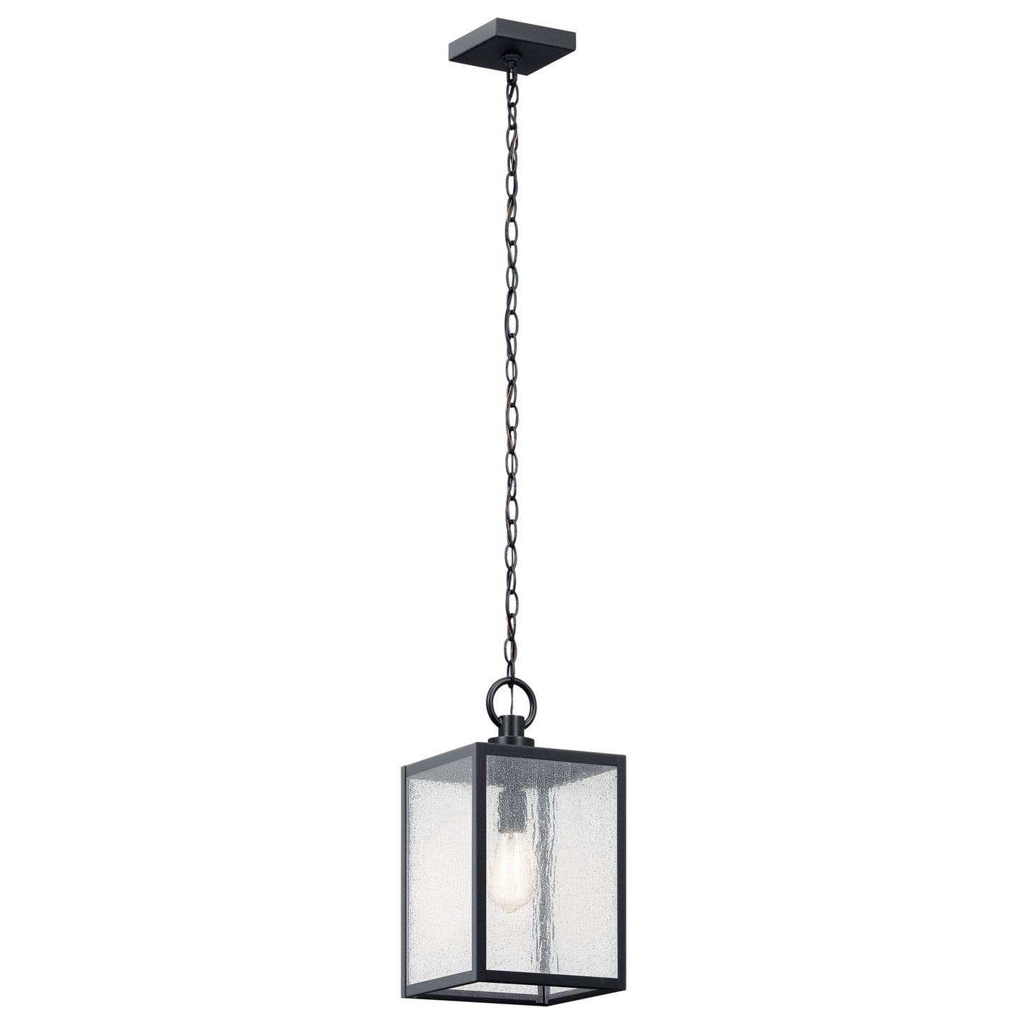Lahden One Light Outdoor Pendant / Semi Flush in Black Textured