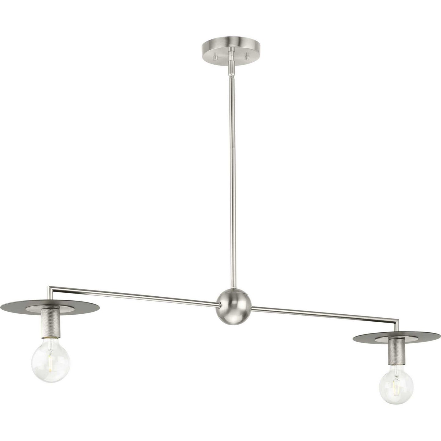 Trimble Two Light Linear Chandelier in Brushed Nickel