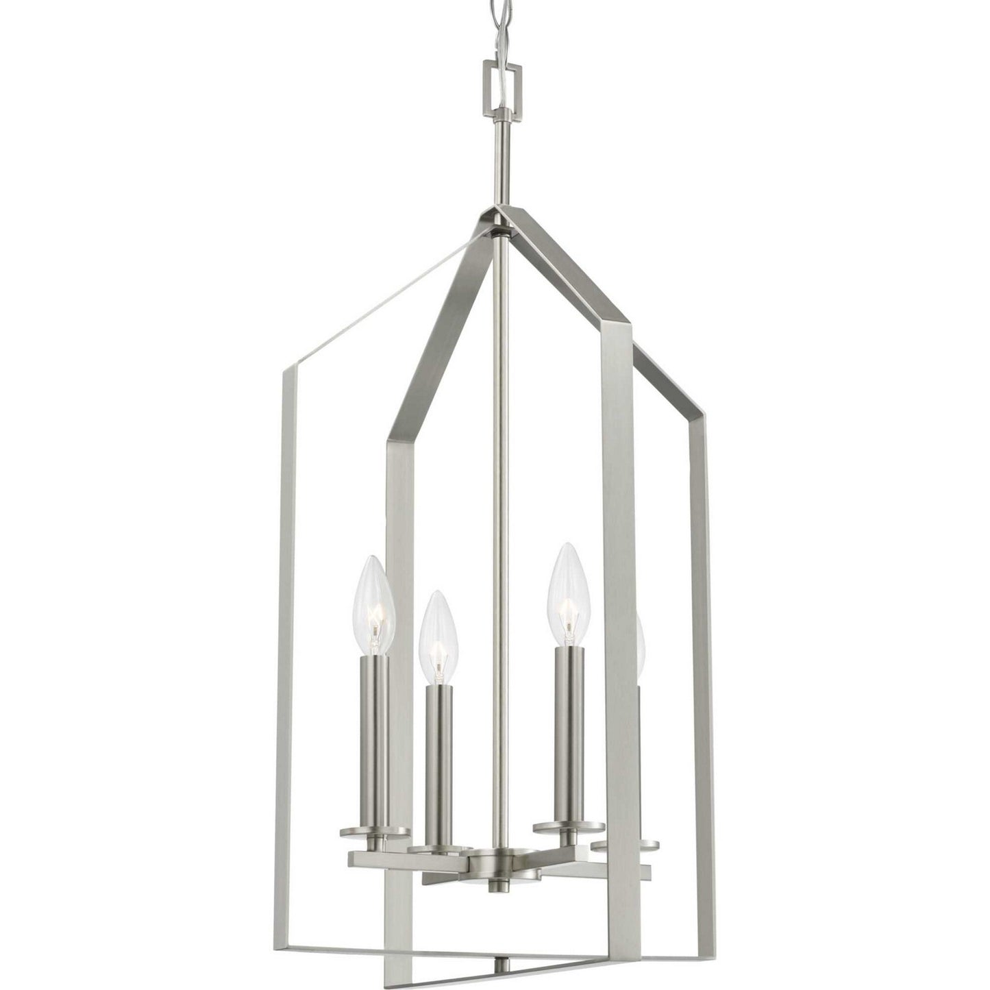 Vertex Four Light Foyer Pendant in Brushed Nickel