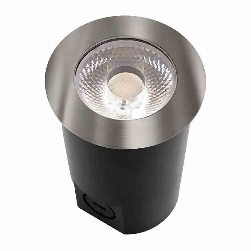 LED Inground Light in Black+ Brushed Nickel (Top Cover)