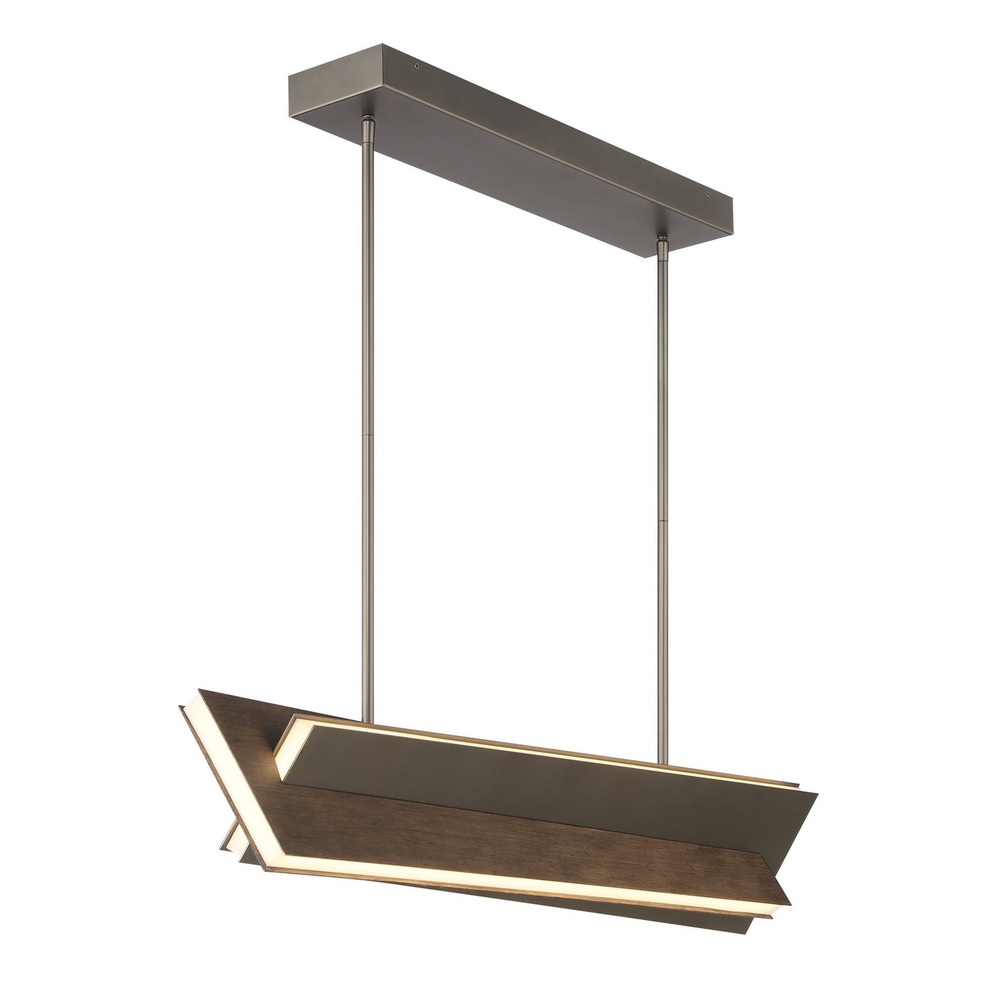Intersezioni LED Island Pendant in Midnight Iron And Faux Walnut