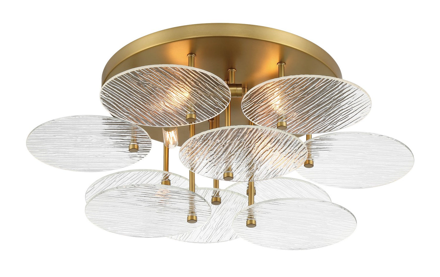 Artze Four Light Flush Mount in Soft Brass
