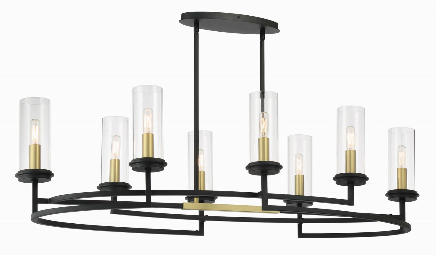 Hillstone Eight Light Island Pendant in Sand Coal And Soft Brass