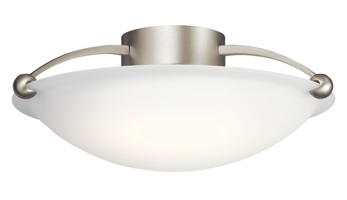 Three Light Semi Flush Mount in Brushed Nickel