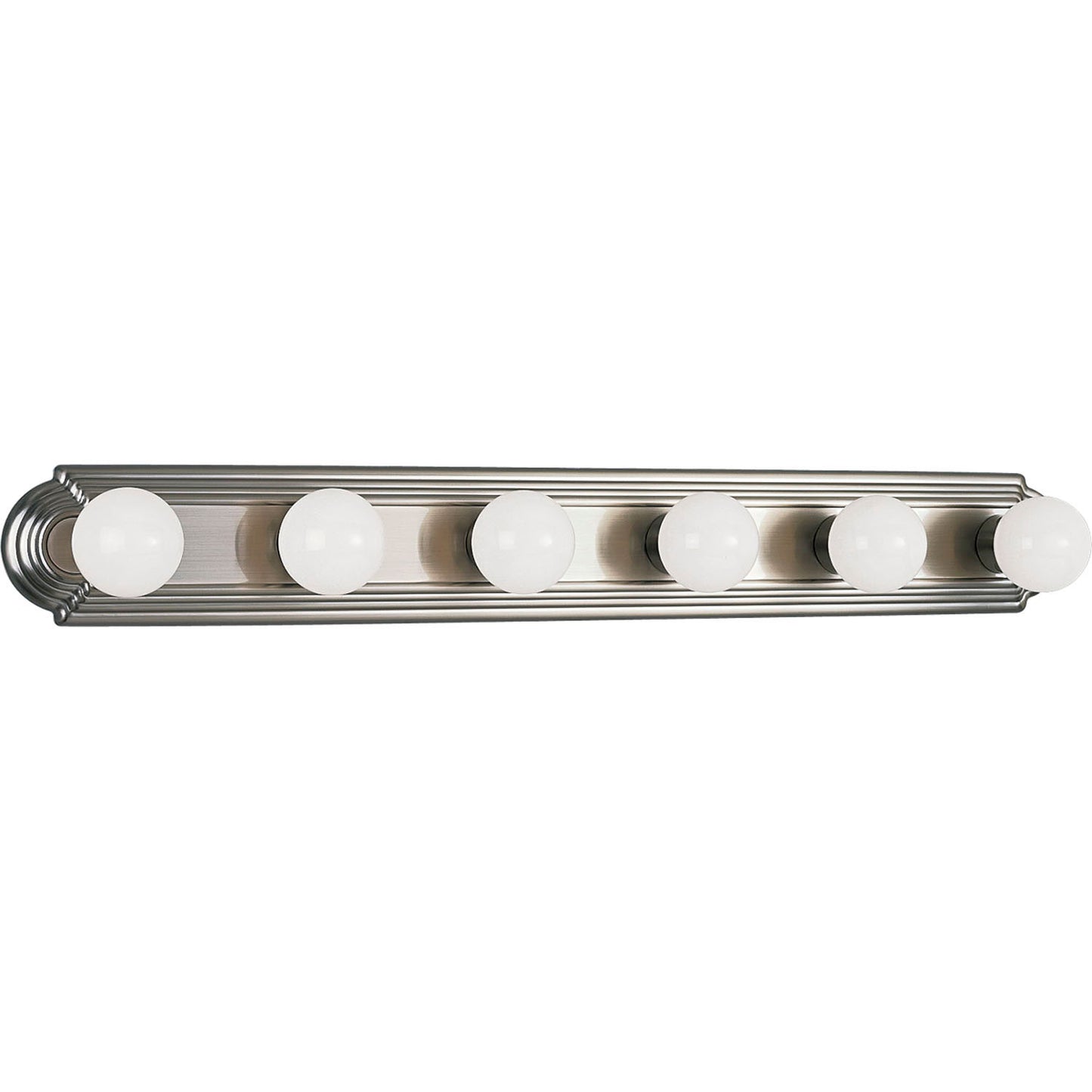 Broadway-Racetrack Six Light Bath Vanity in Brushed Nickel