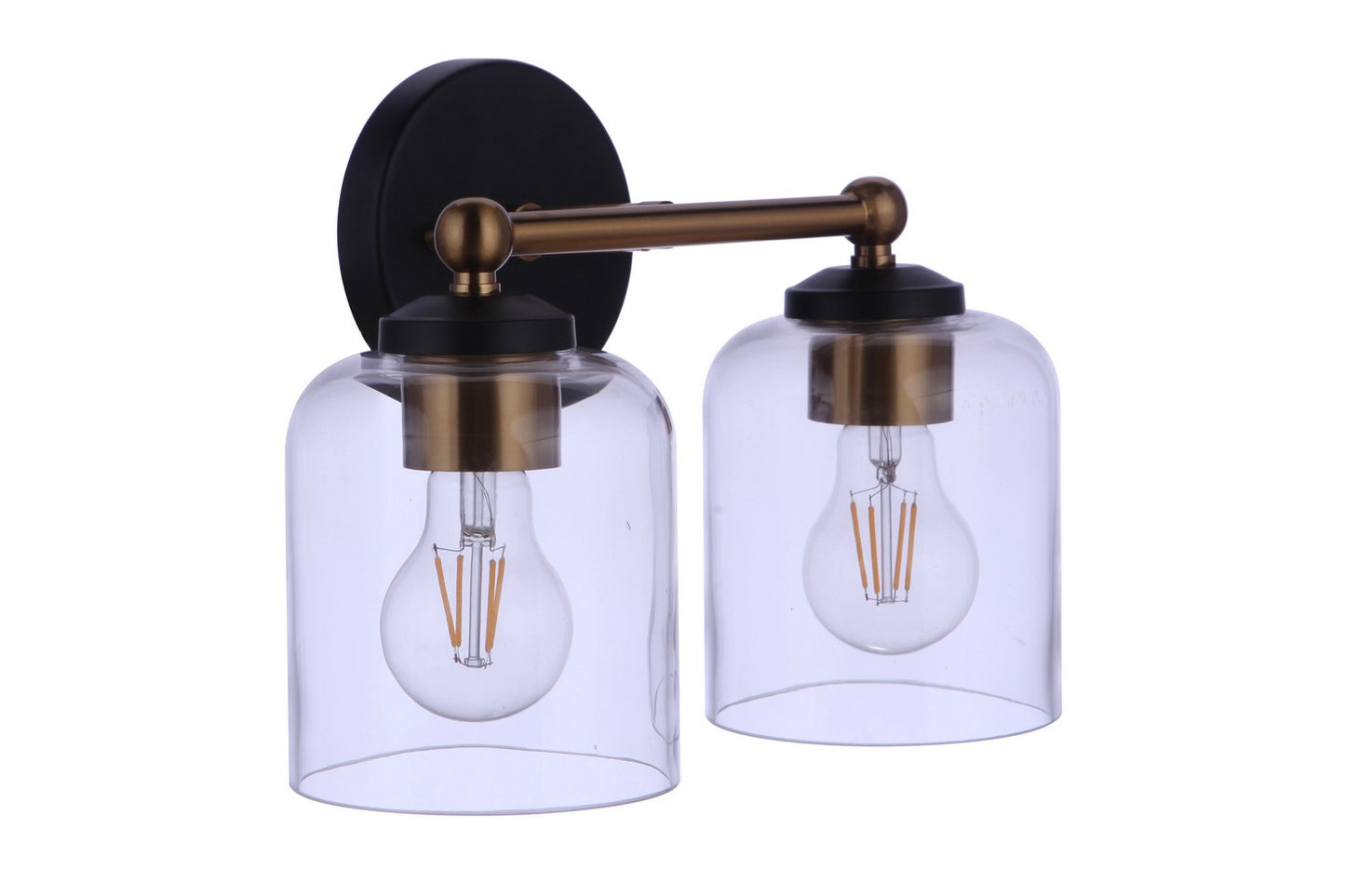 Coppa Two Light Vanity in Flat Black/Satin Brass