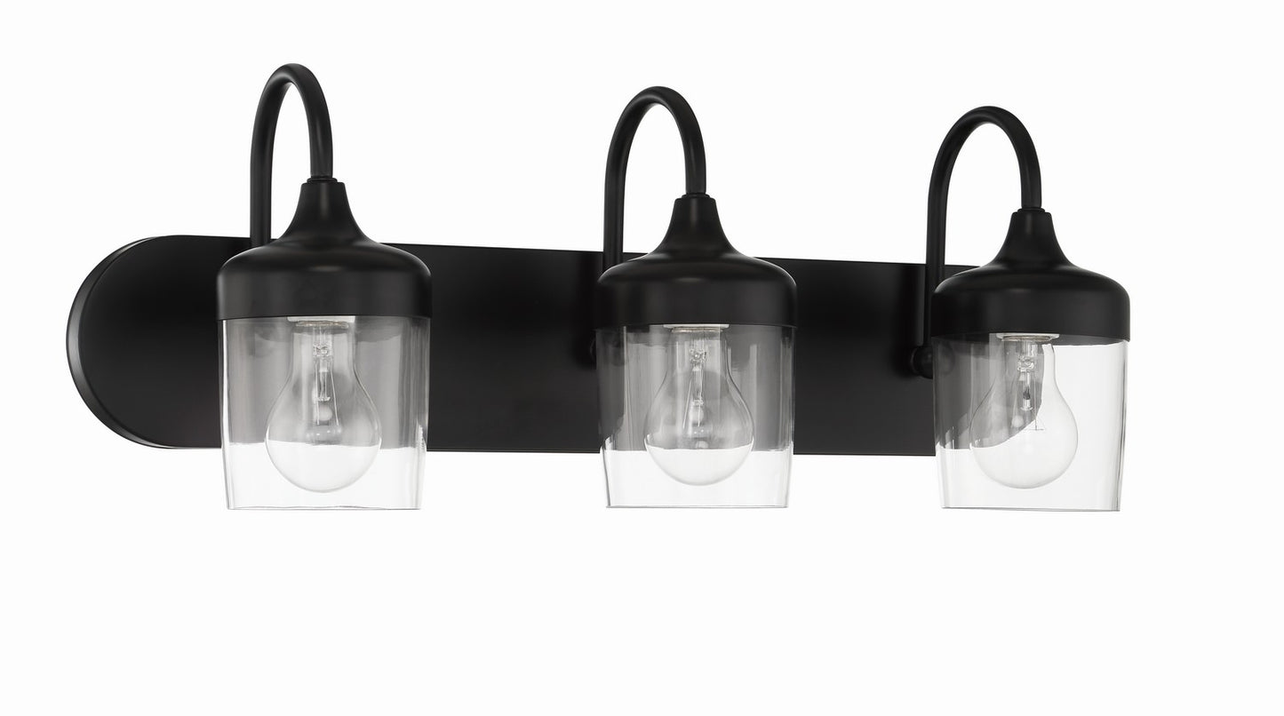 Wrenn Three Light Vanity in Flat Black