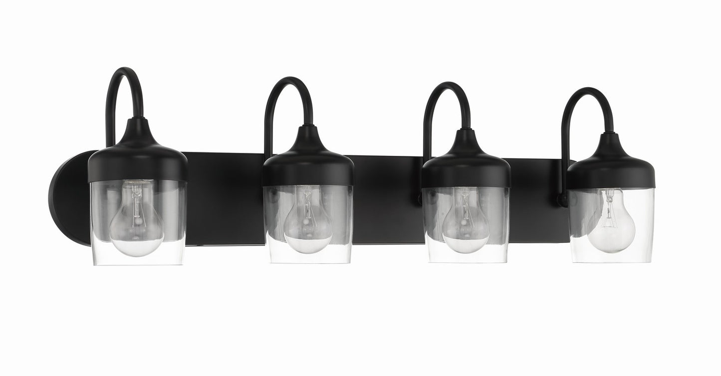 Wrenn Four Light Vanity in Flat Black