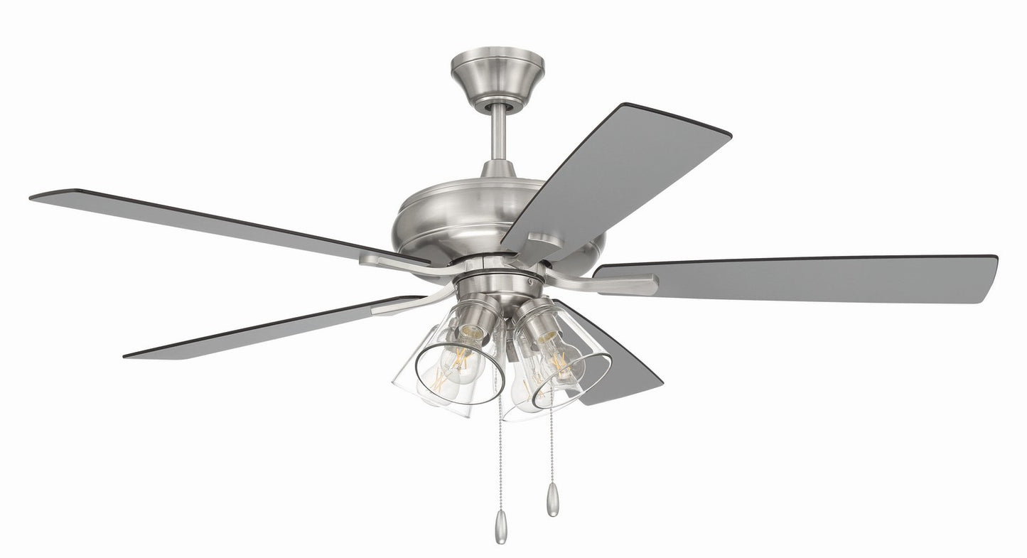 Craftmade - ECF104BNK5-BNGW - 52" Ceiling Fan - Eos Clear 4 Light - Brushed Polished Nickel
