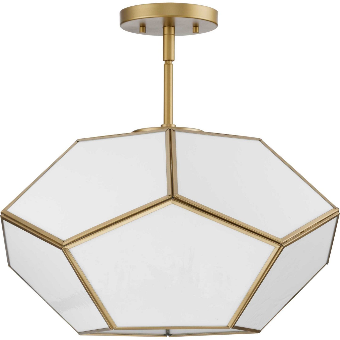 Latham Three Light Flush Mount in Vintage Gold