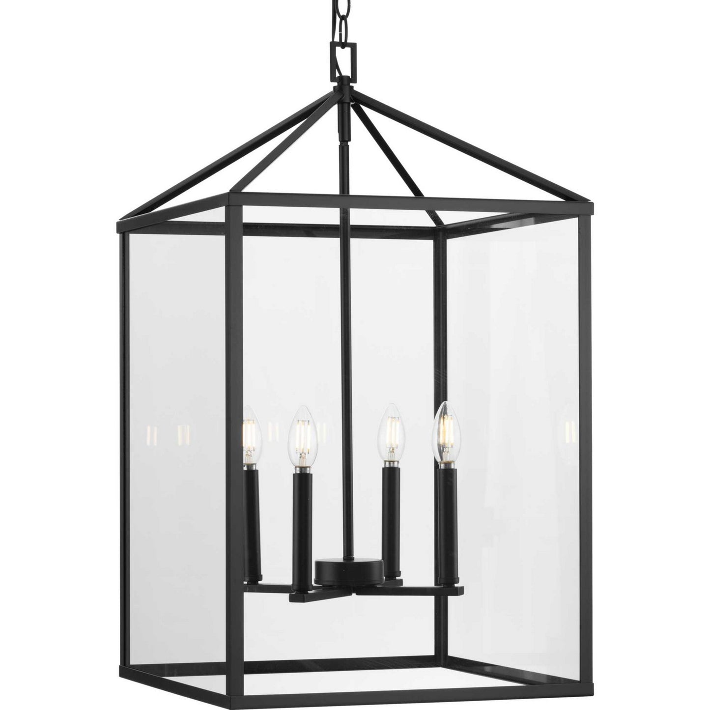 Hillcrest Four Light Foyer Pendant in Matte Black