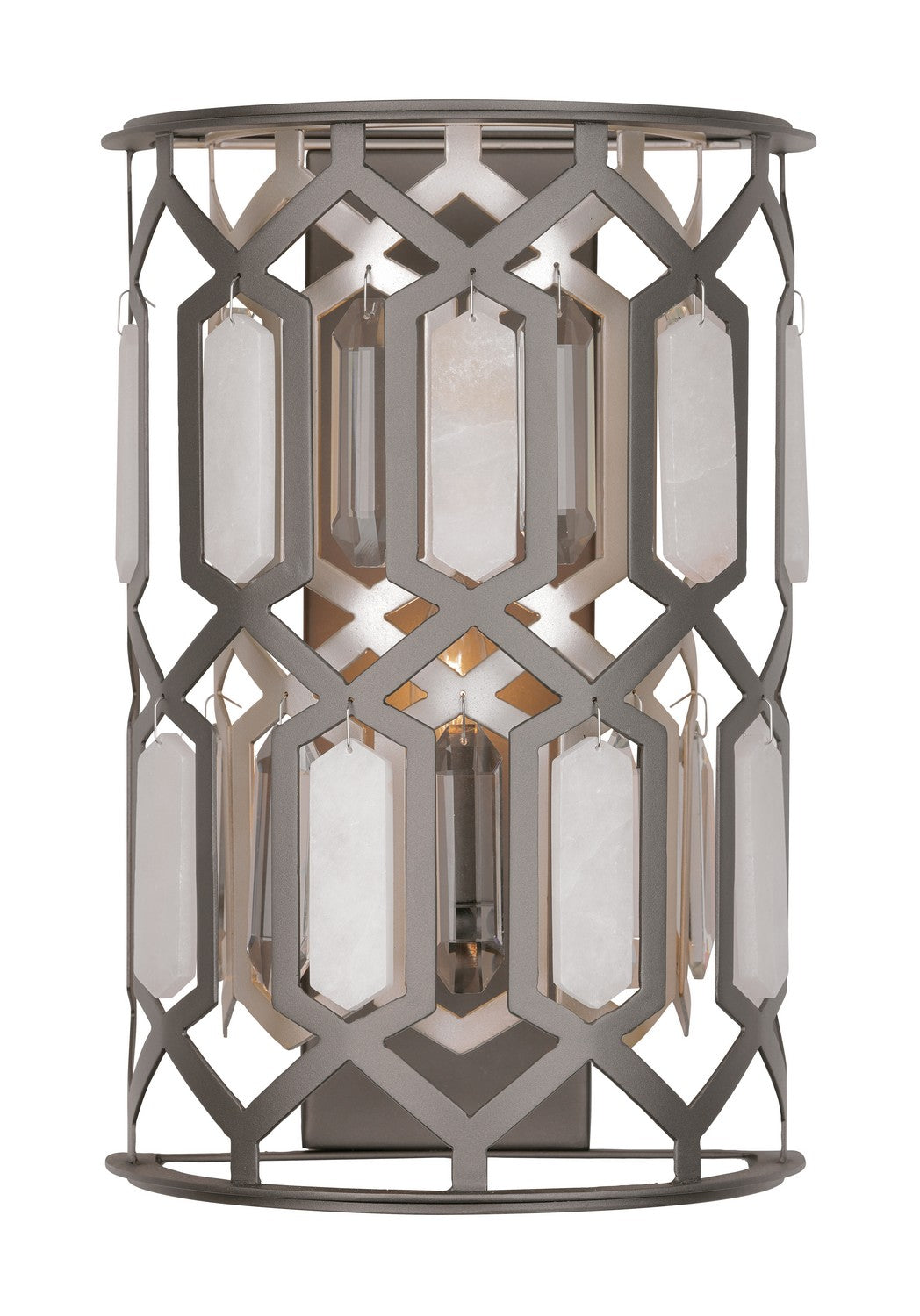 Hexly One Light Wall Sconce in Bronze & Sultry Sliver