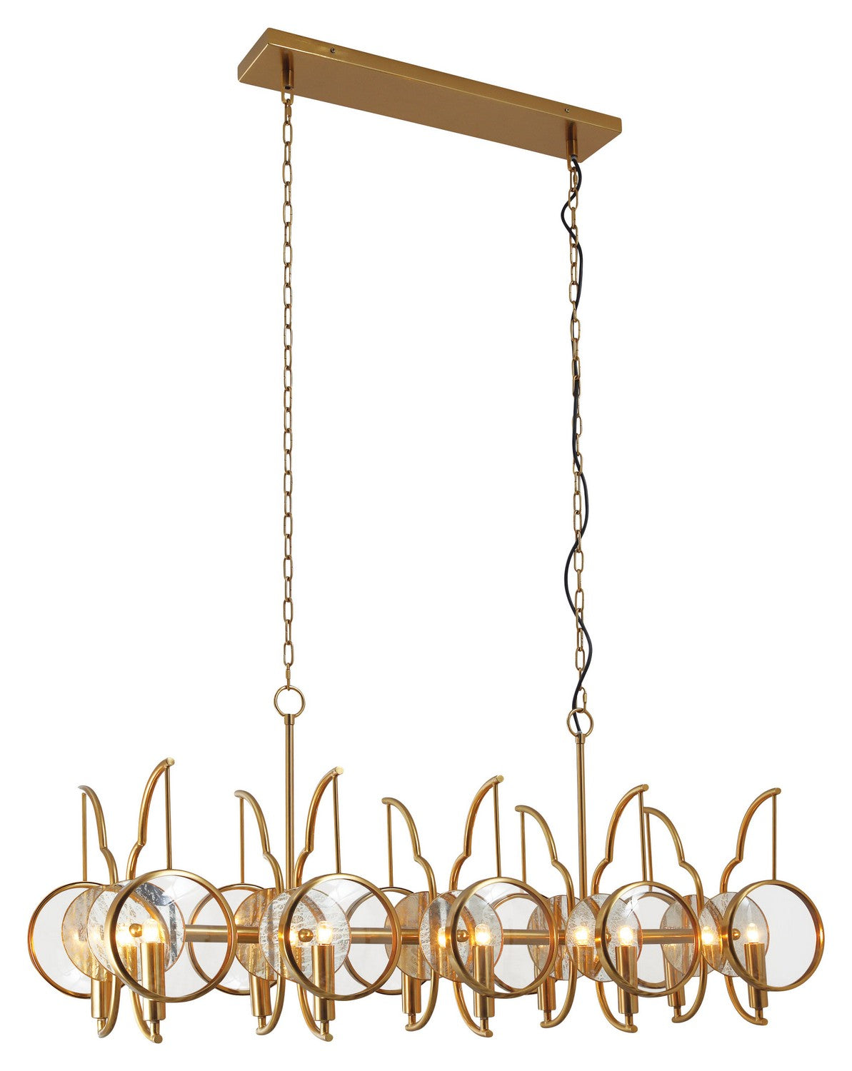 Into Focus Ten Light Island Pendant in Artisan Brass