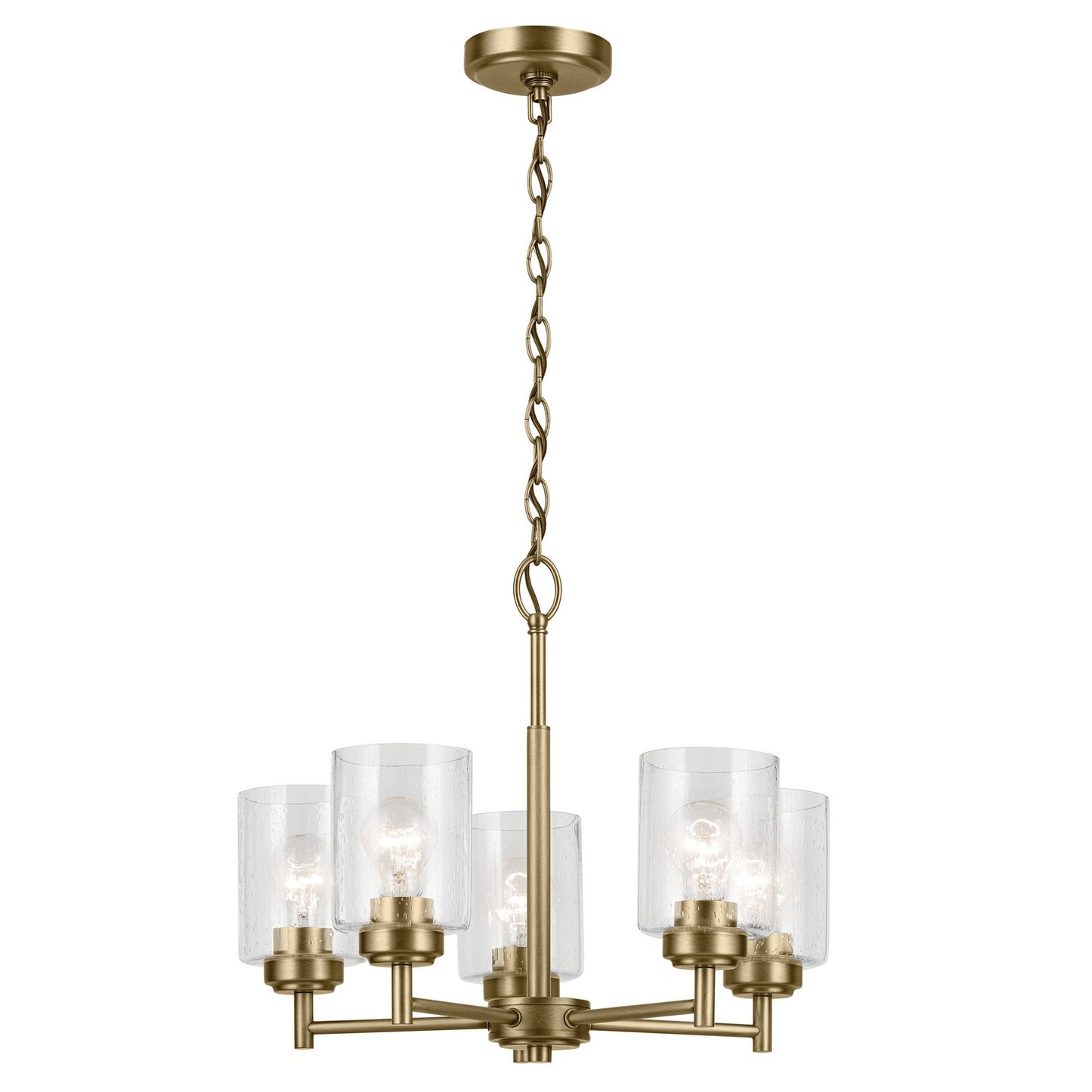 Winslow Five Light Chandelier in Natural Brass