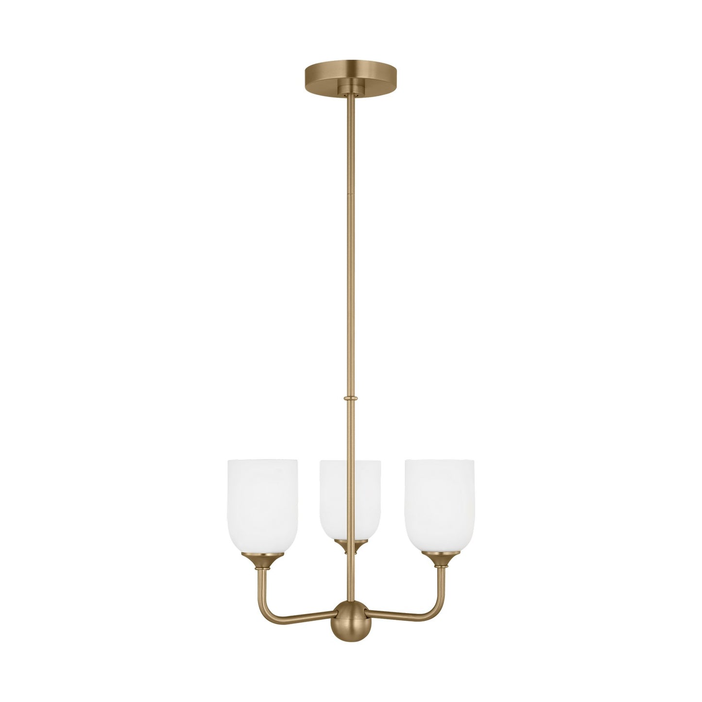 Emile Three Light Chandelier in Satin Brass