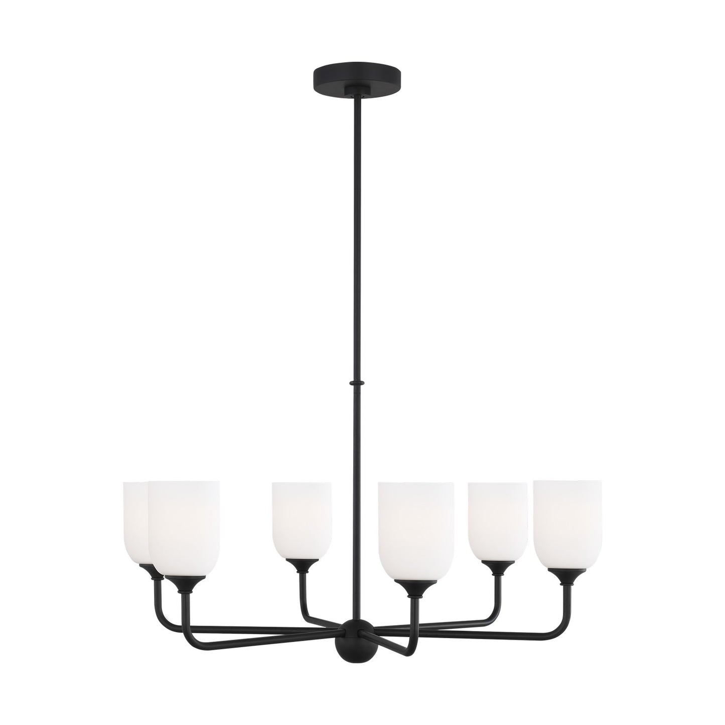 Emile Six Light Chandelier in Midnight Black