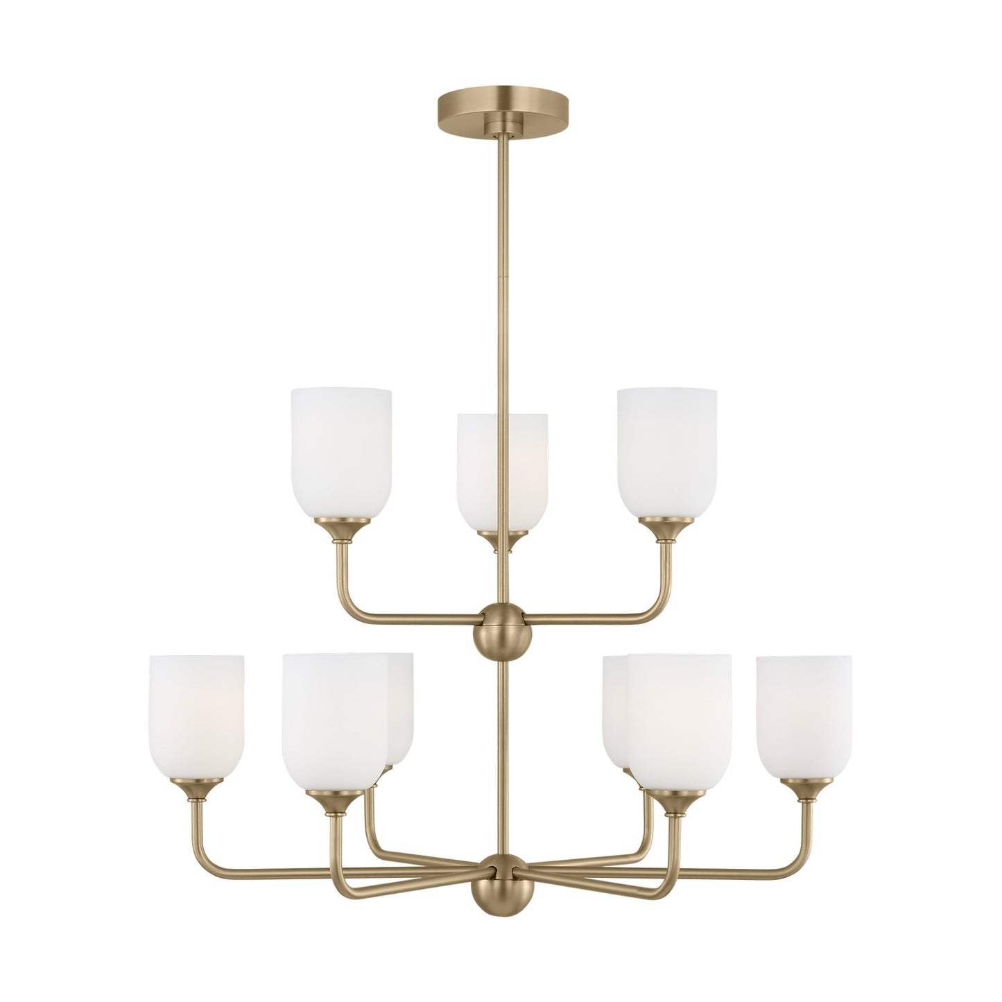 Emile Nine Light Chandelier in Satin Brass