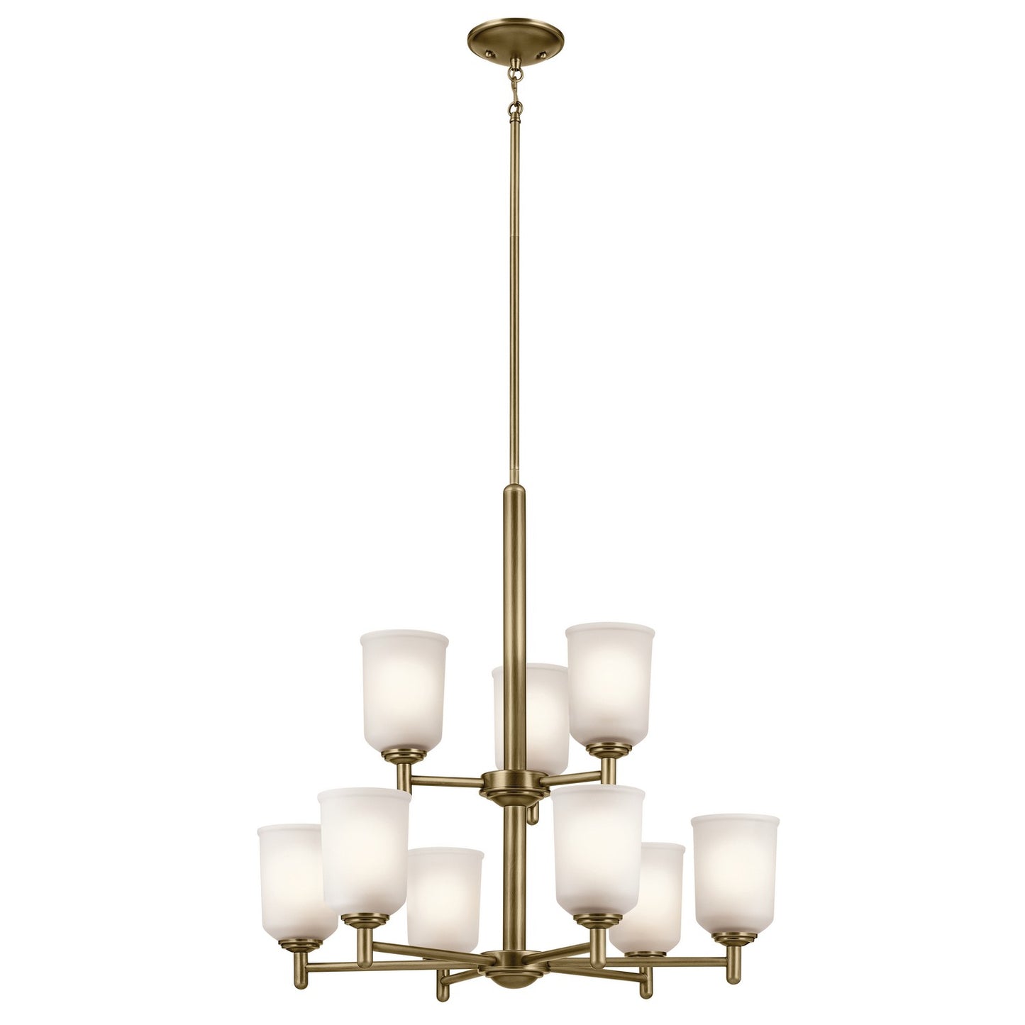 Shailene Nine Light Chandelier in Natural Brass