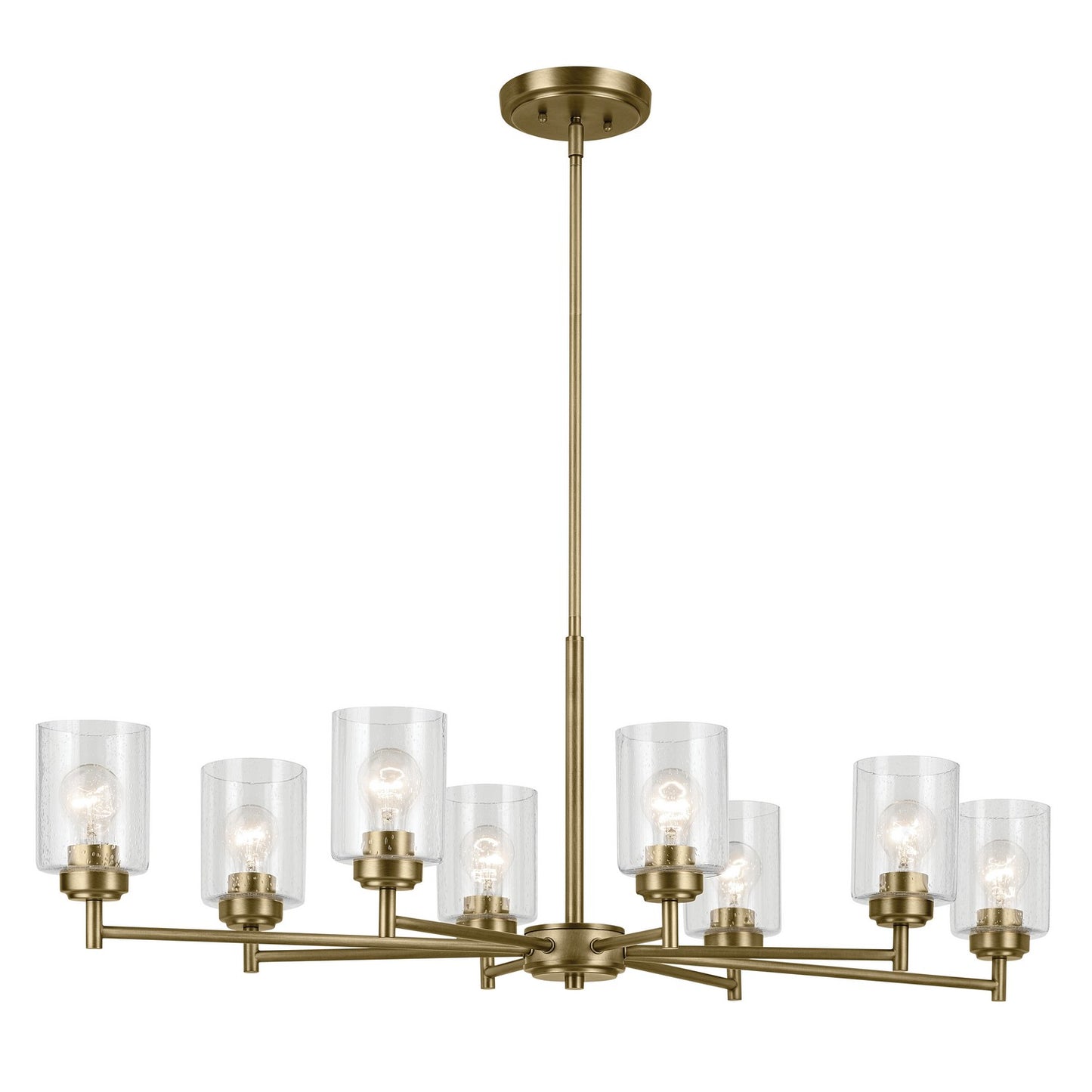 Winslow Eight Light Chandelier in Natural Brass