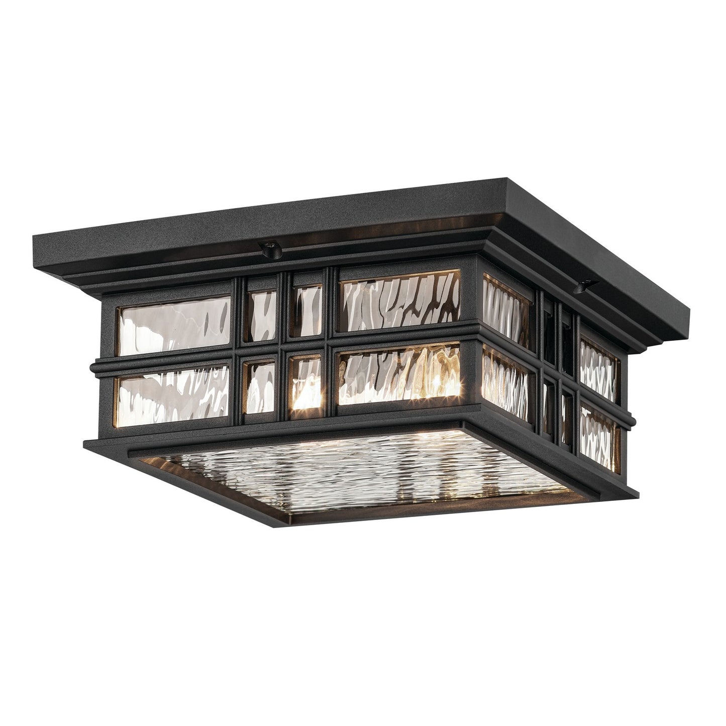 Beacon Square Two Light Outdoor Ceiling Mount in Textured Black