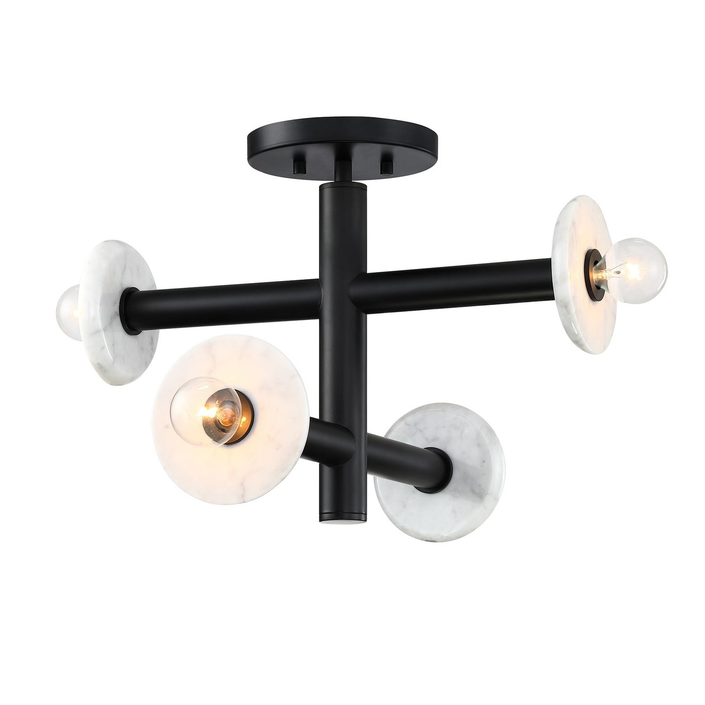 Fina Four Light Semi Flush Mount in Matte Black