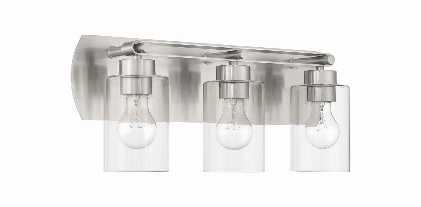 Hendrix Three Light Vanity in Brushed Polished Nickel