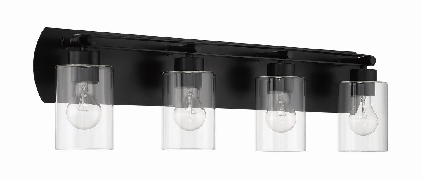 Hendrix Four Light Vanity in Flat Black