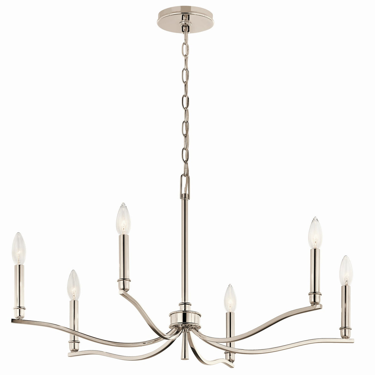 Malene Six Light Chandelier in Polished Nickel