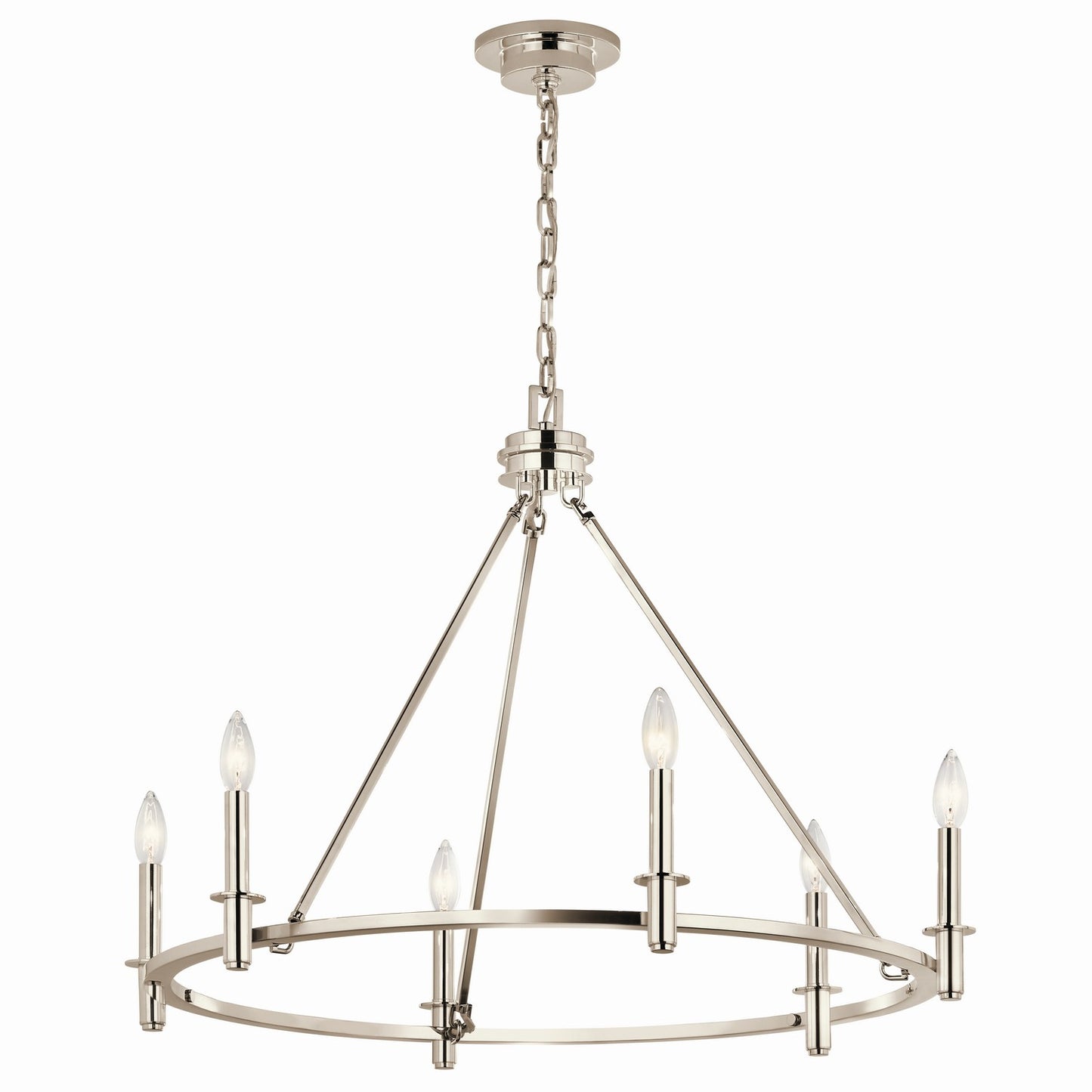 Carrick Six Light Chandelier in Polished Nickel