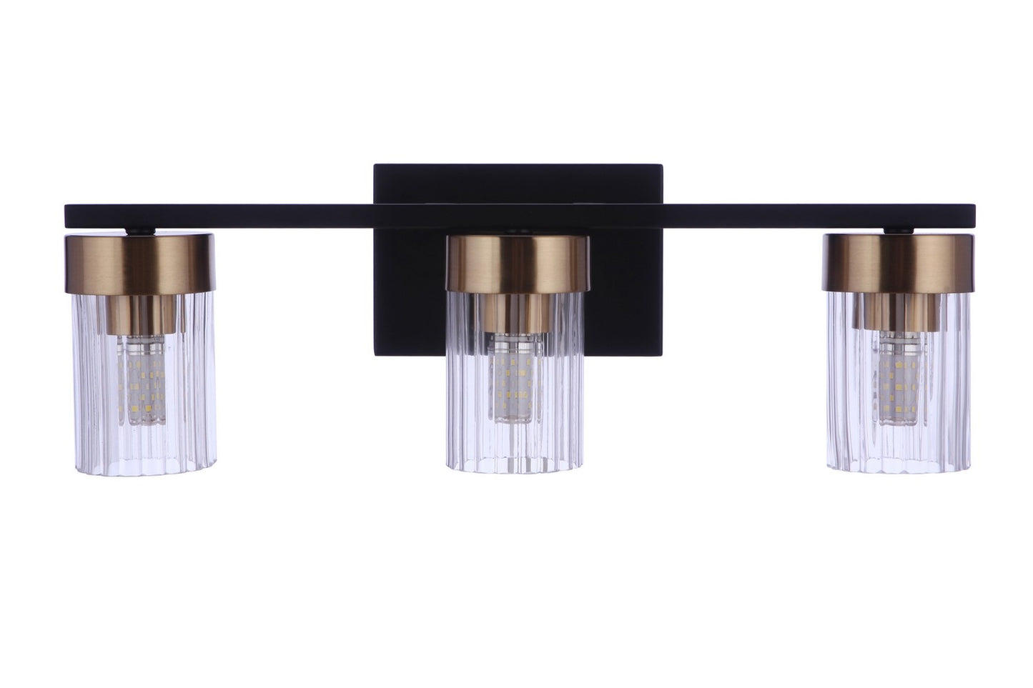 Bond Street Three Light Vanity in Flat Black/Satin Brass