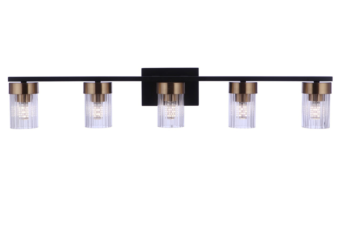 Bond Street Five Light Vanity in Flat Black/Satin Brass