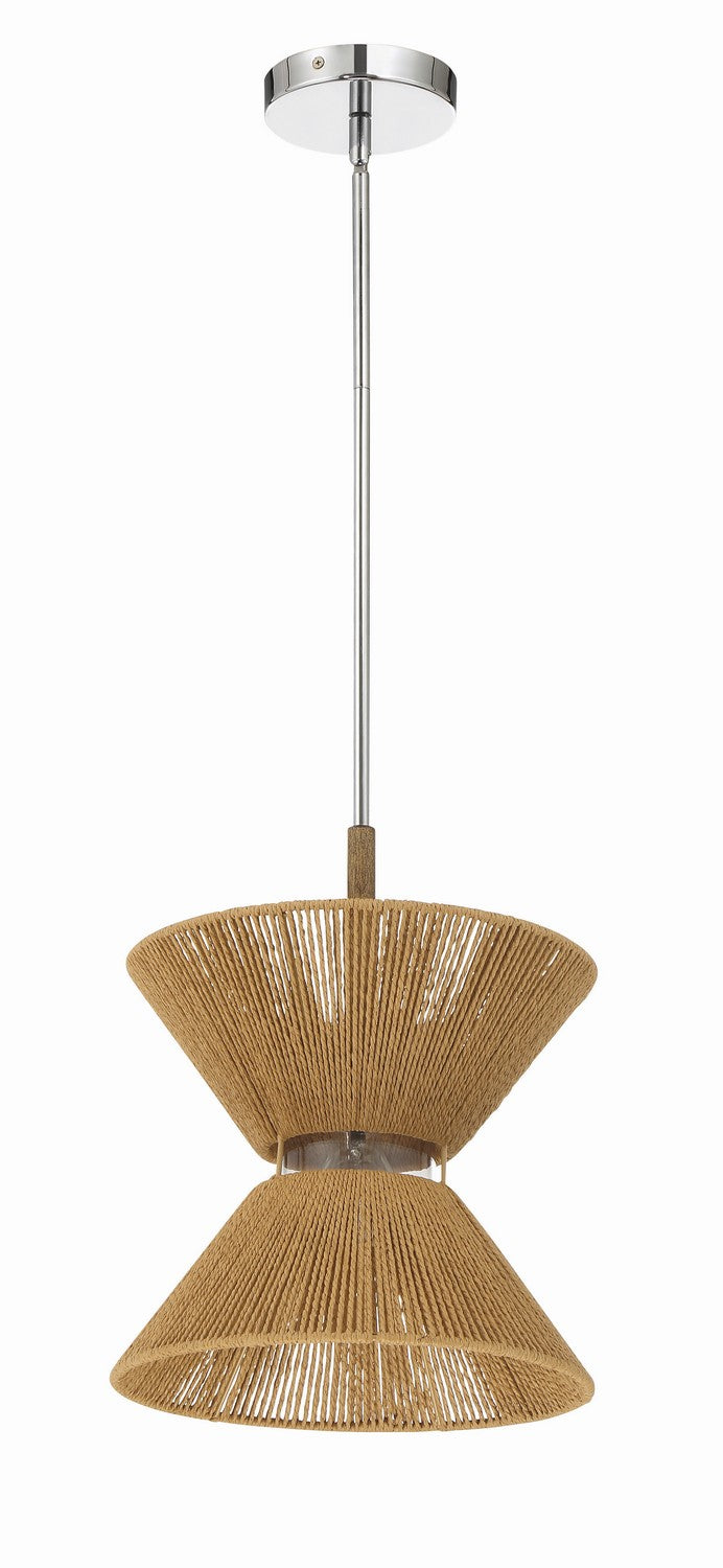 Serena One Light Pendant in Chrome/Walnut
