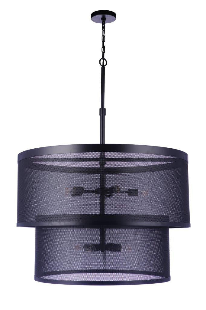 Mesh Nine Light Pendant in Flat Black