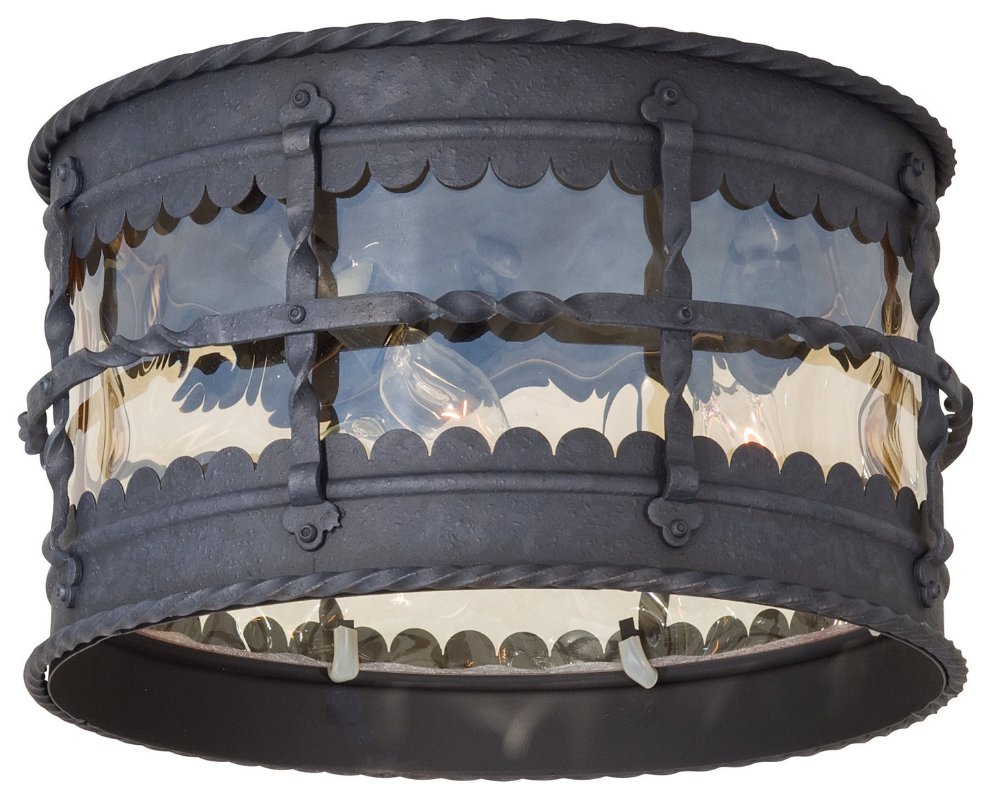 Mallorca Three Light Flush Mount in Spanish Iron