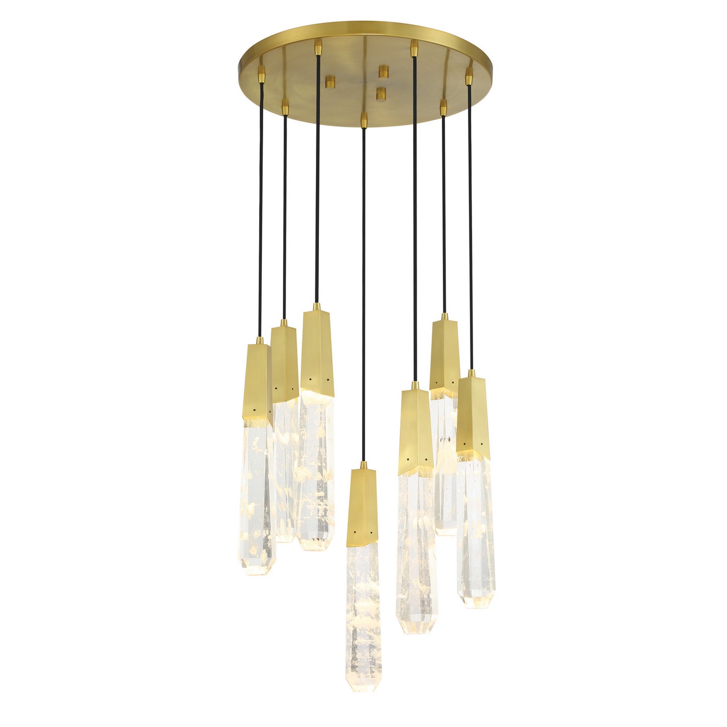 Drifting Droplets LED Pendant in Brushed Brass
