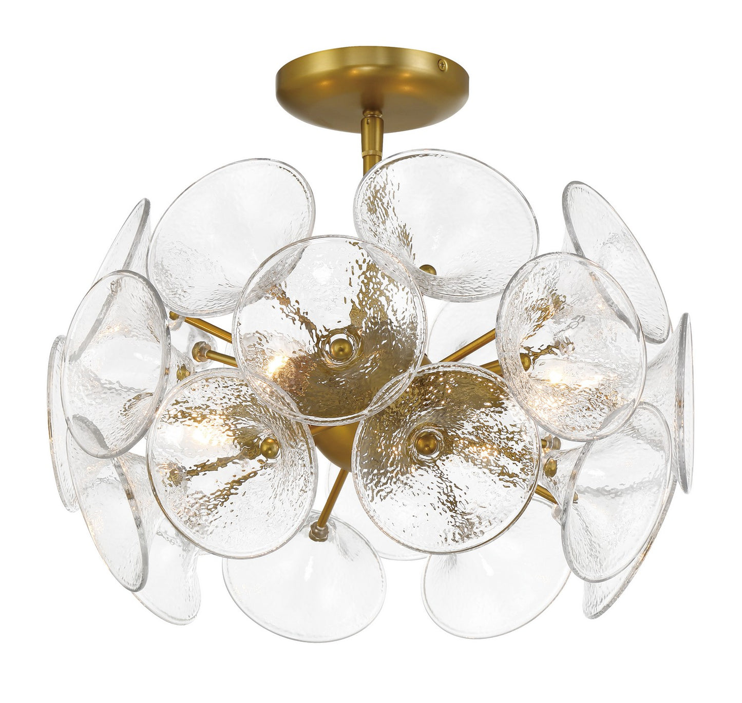 Winter Four Light Semi-Flush to Pendant in Soft Brass