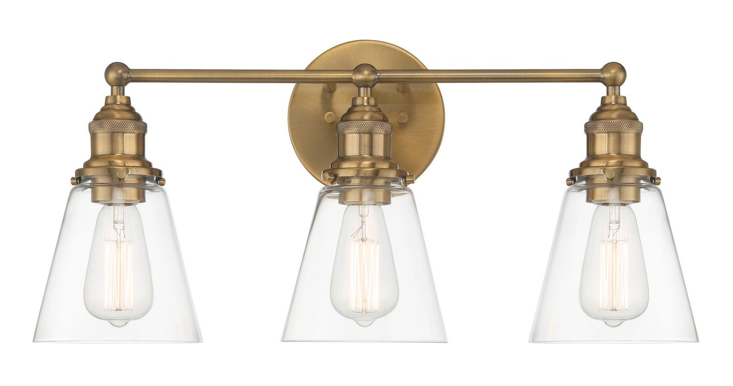 Barwell Three Light Bath Vanity in Oxidized Aged Brass