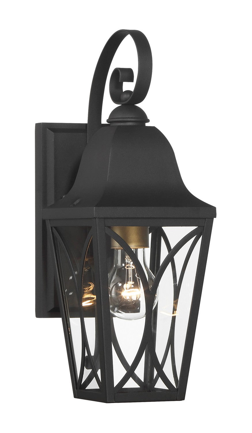 Cardigan One Light Outdoor Wall Mount in Sand Coal Black & Olden Brass