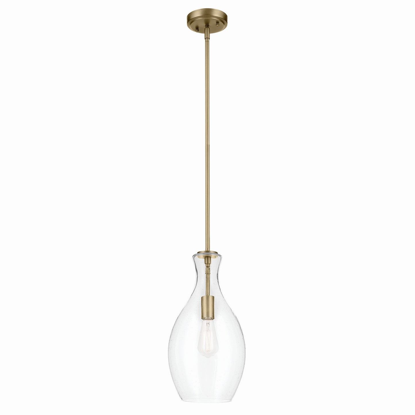 Everly One Light Pendant in Natural Brass