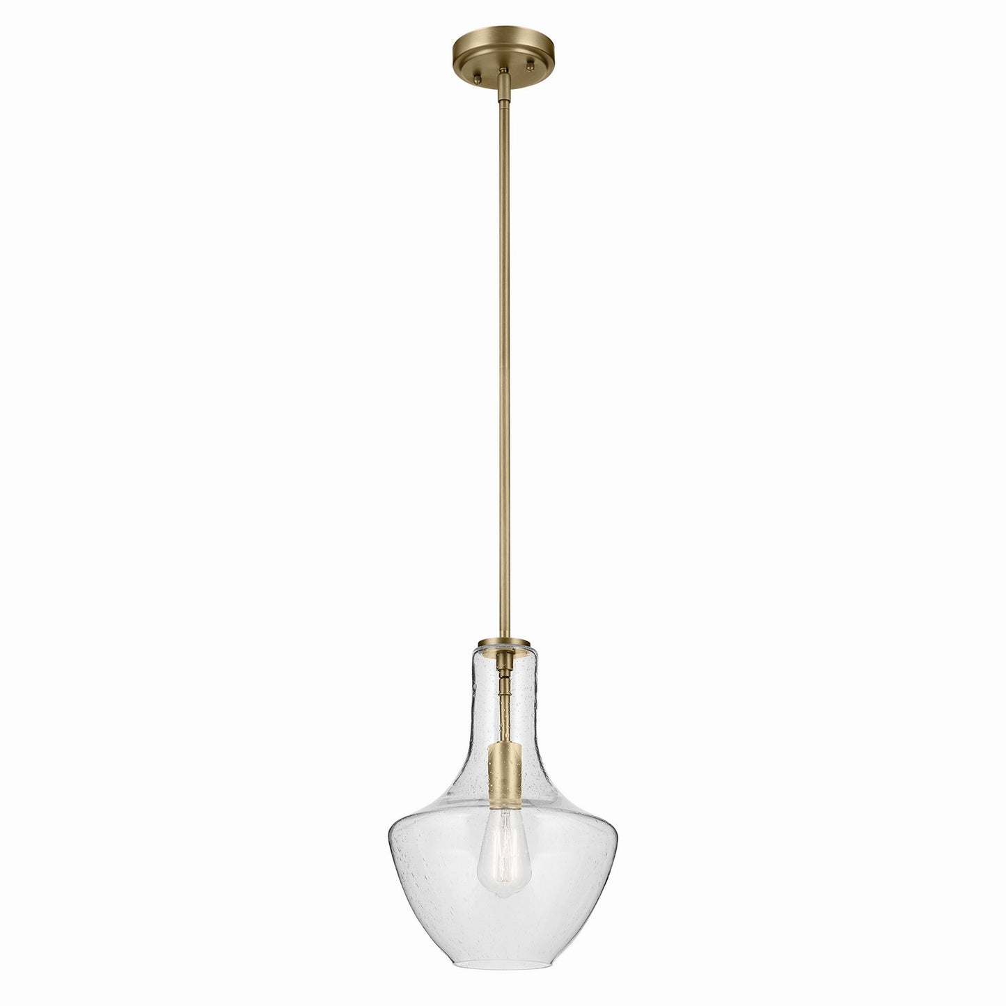 Everly One Light Pendant in Natural Brass