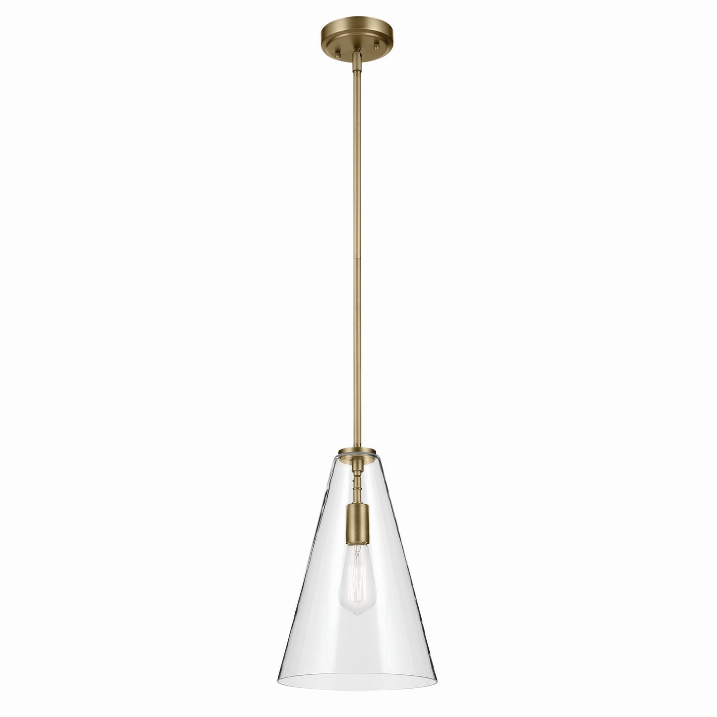 Everly One Light Pendant in Natural Brass