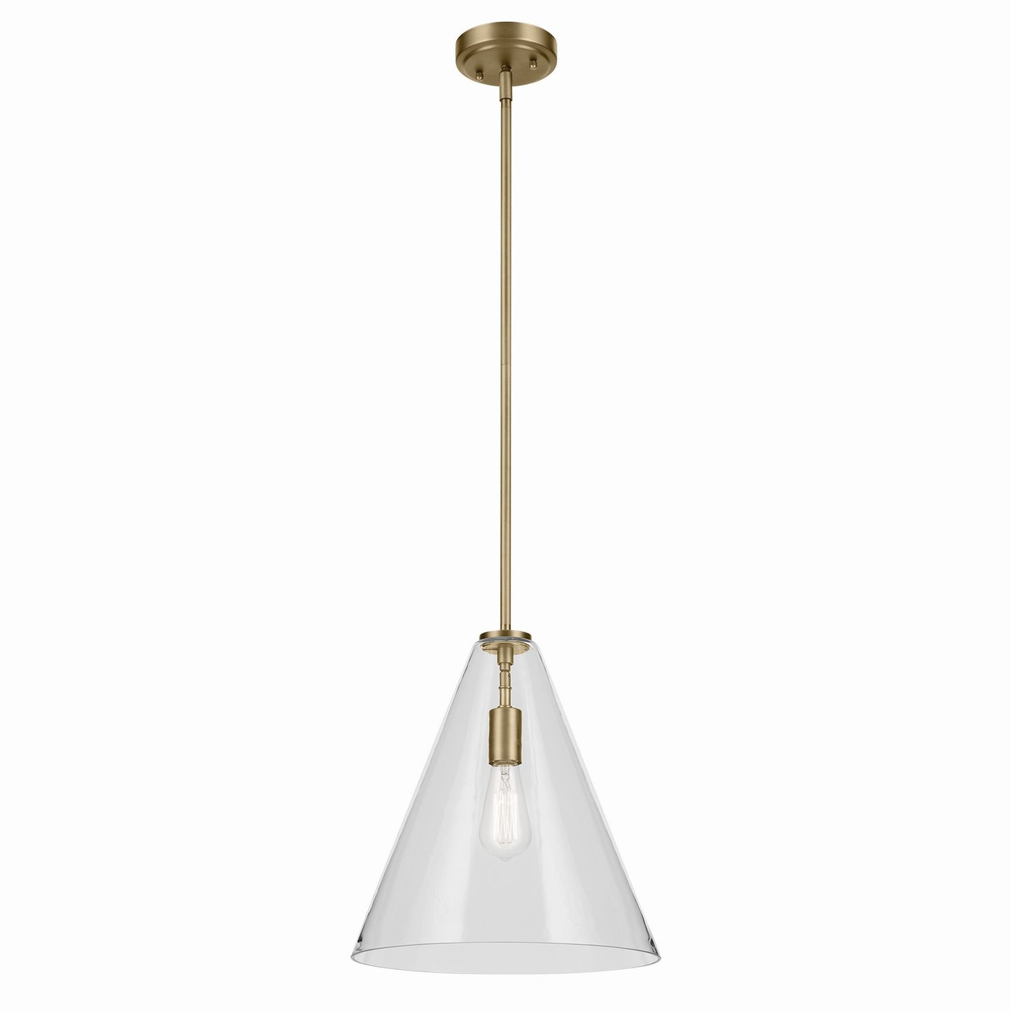 Everly One Light Pendant in Natural Brass