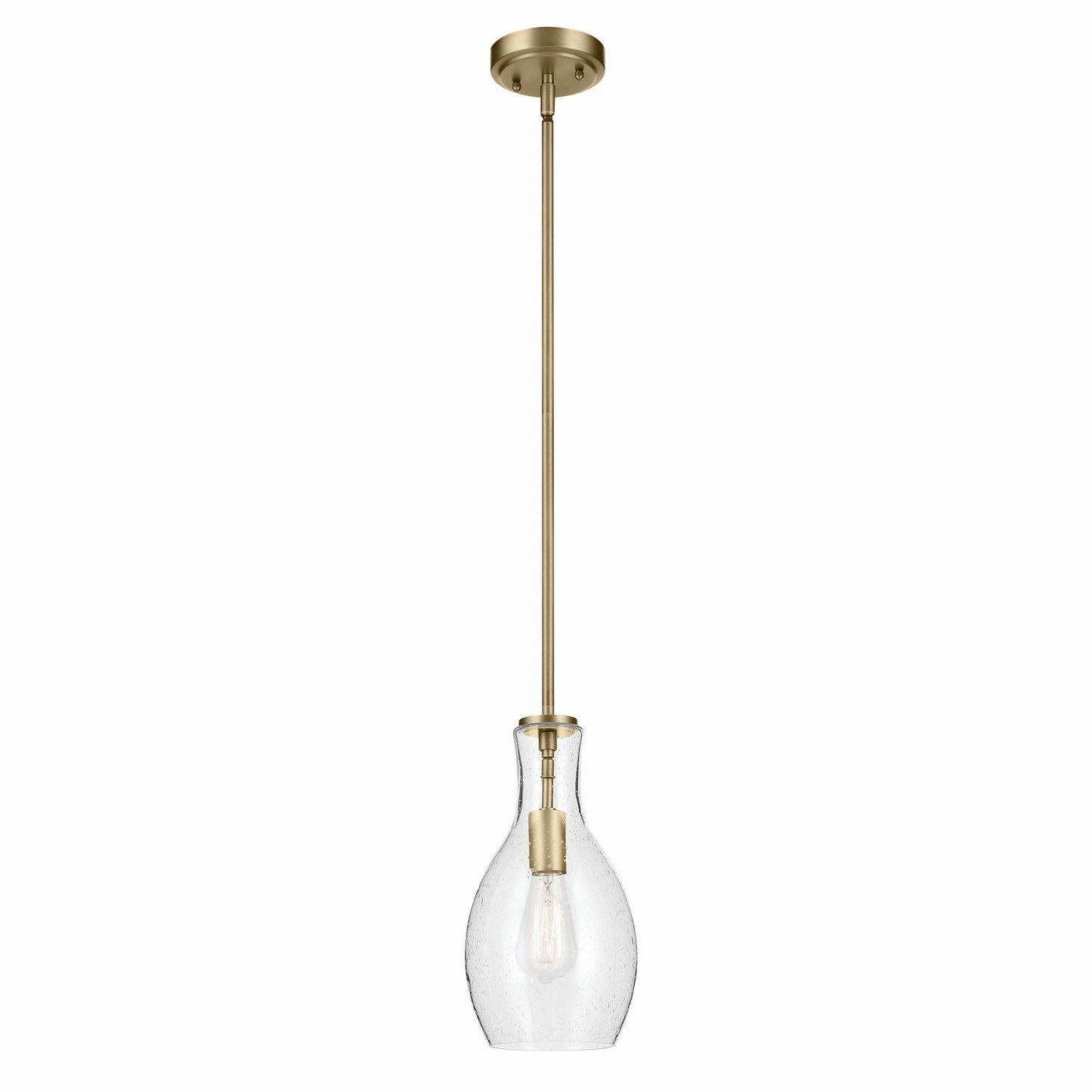 Everly One Light Pendant in Natural Brass