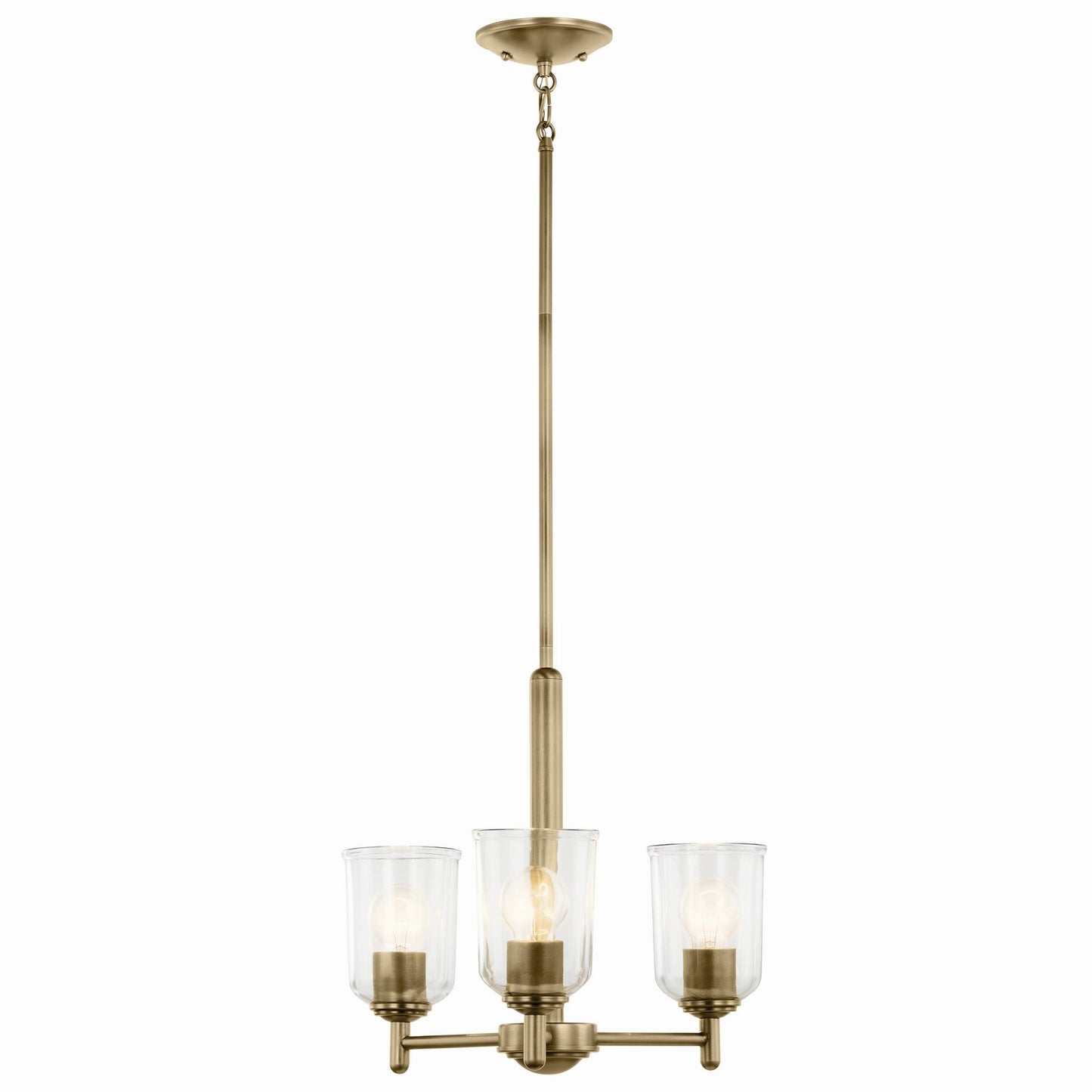 Shailene Three Light Mini Chandelier in Natural Brass