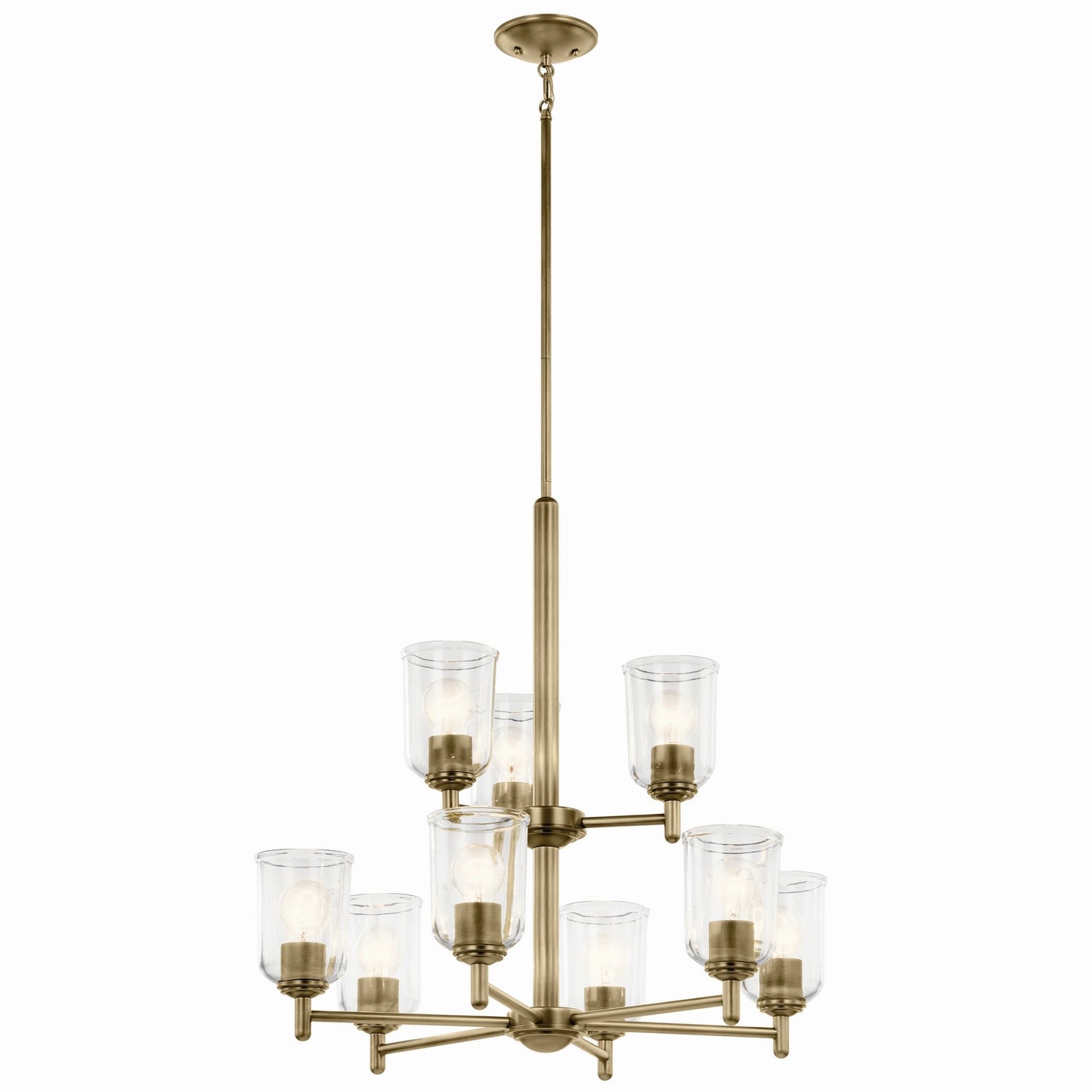 Shailene Nine Light Chandelier in Natural Brass